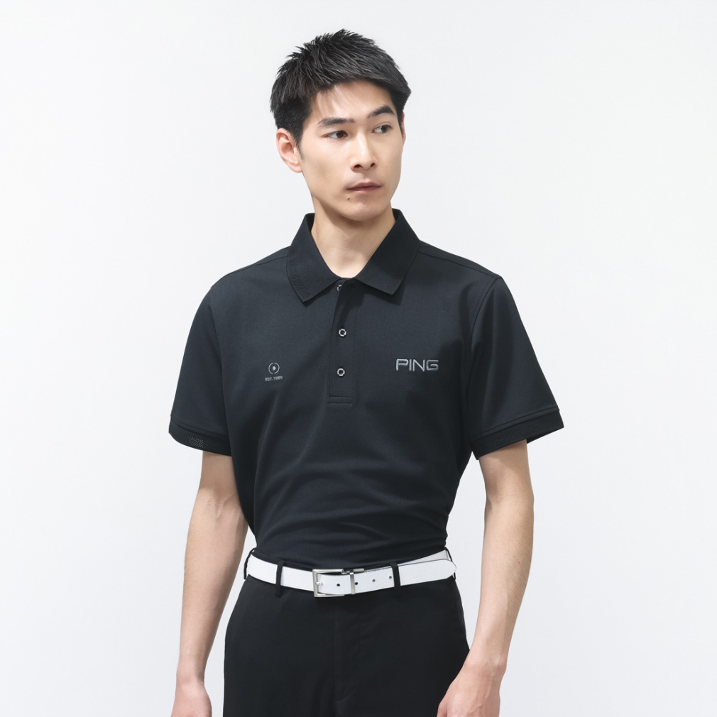 ピン ゴルフウェア 半袖シャツ 春 夏 レイブロック半袖ポロシャツ