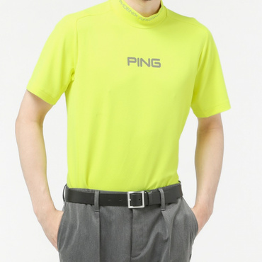 ダイア柄ストレッチメッシュハイネックシャツ