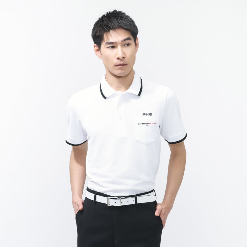 半袖ラインスナップテックスポロシャツ 6216160201(ホワイト-M)