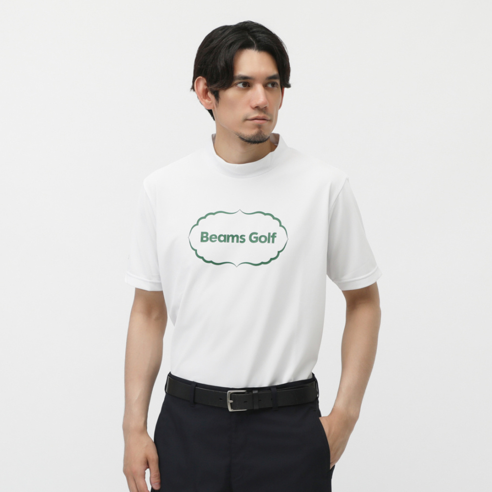 BEAMS GOLF ビームスゴルフ　モックネック　ワッフル　半袖シャツ　L 白 BEAMS GOLF ビームスゴルフ モックネック ワッフル 半袖シャツ L