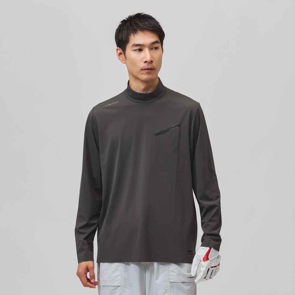 長袖モックネックシャツ TR-1L1556H(ダークグレー-S)