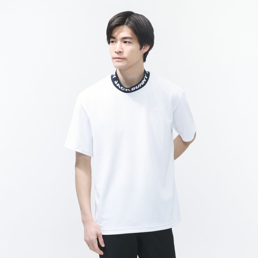 ロゴジャガード 半袖モックネック 2626167229(ホワイト-M)