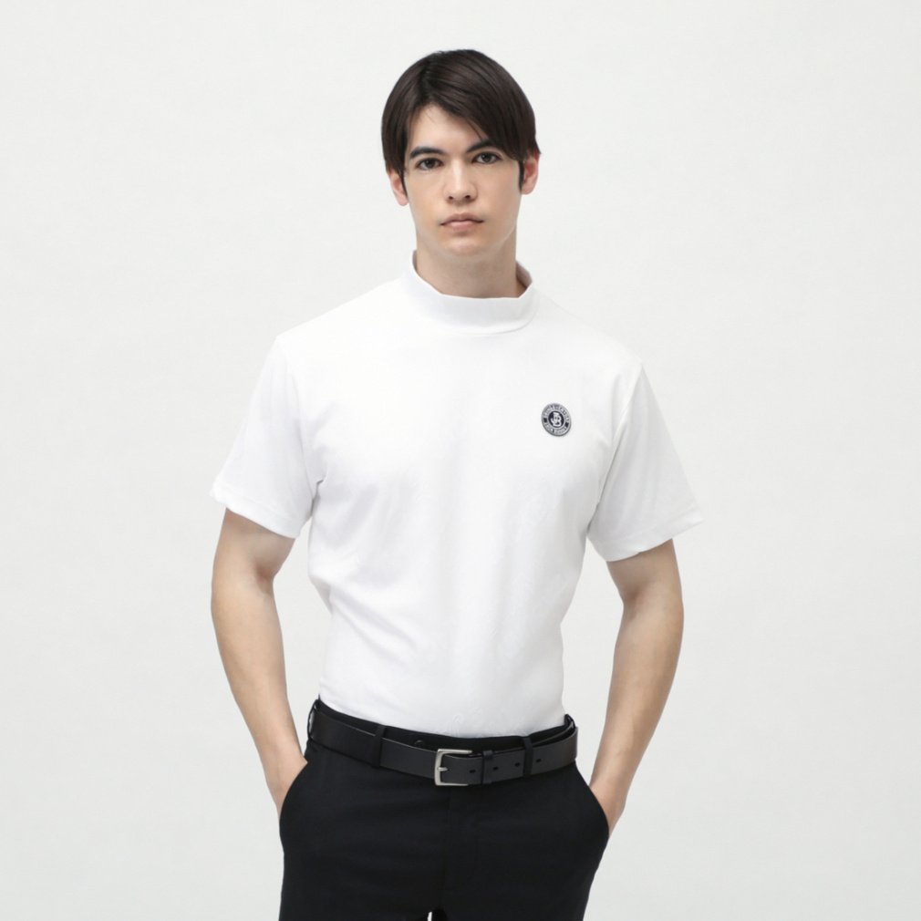 【ジャックバニー】2024年ロゴネームデザイン 半袖ゴルフモックネックシャツM 新品正規品 ジャックバニー パーリーゲイツ サイズ5 モック