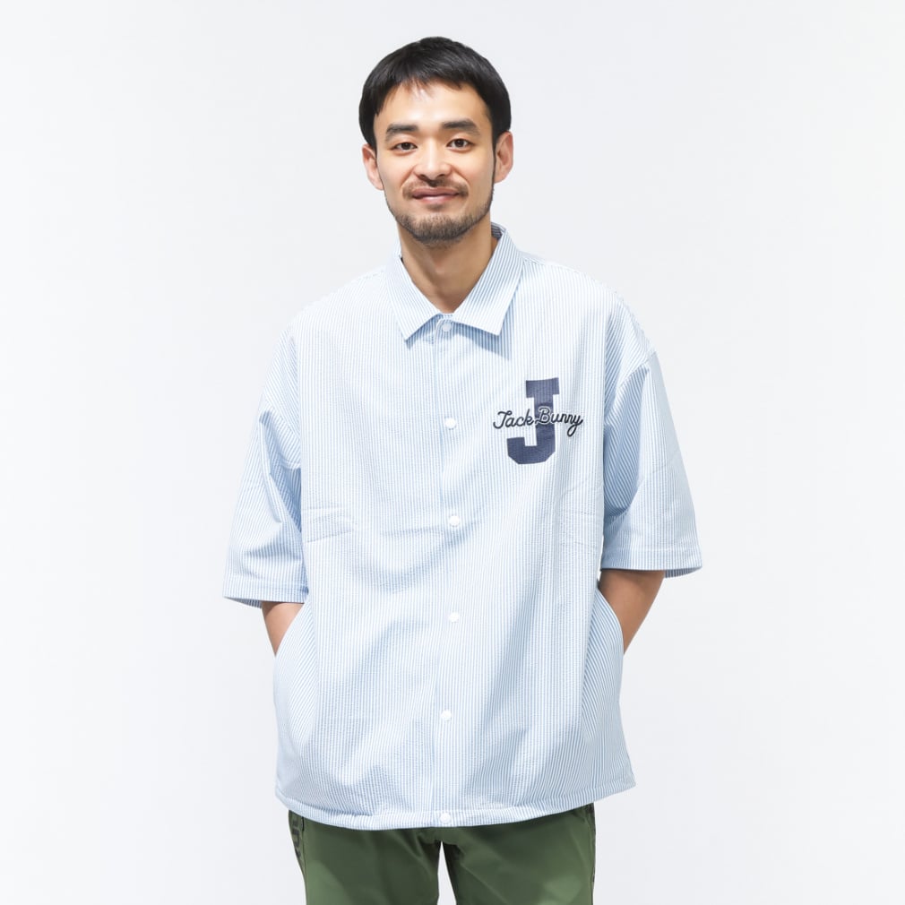 ジャック バニー ゴルフウェア 半袖シャツ 春 夏 吸水速乾 ストライプ