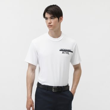 ダブルフェイス裏メッシュモックネックカットソー(半袖) 2625167501(ホワイト-M メンズ)