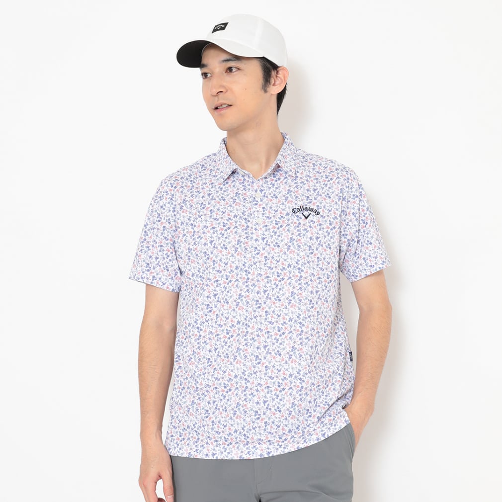 ミニカノコ小花総柄半袖シャツ C26134112(ホワイト-M)