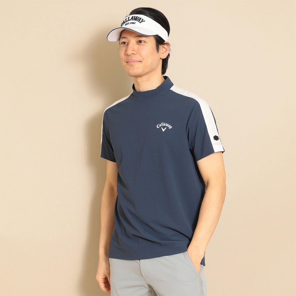 キャロウェイ ゴルフウェア 半袖シャツ 春 夏 ミニカノコ 半袖 モックネックシャツ (C23134103) メンズ Callaway