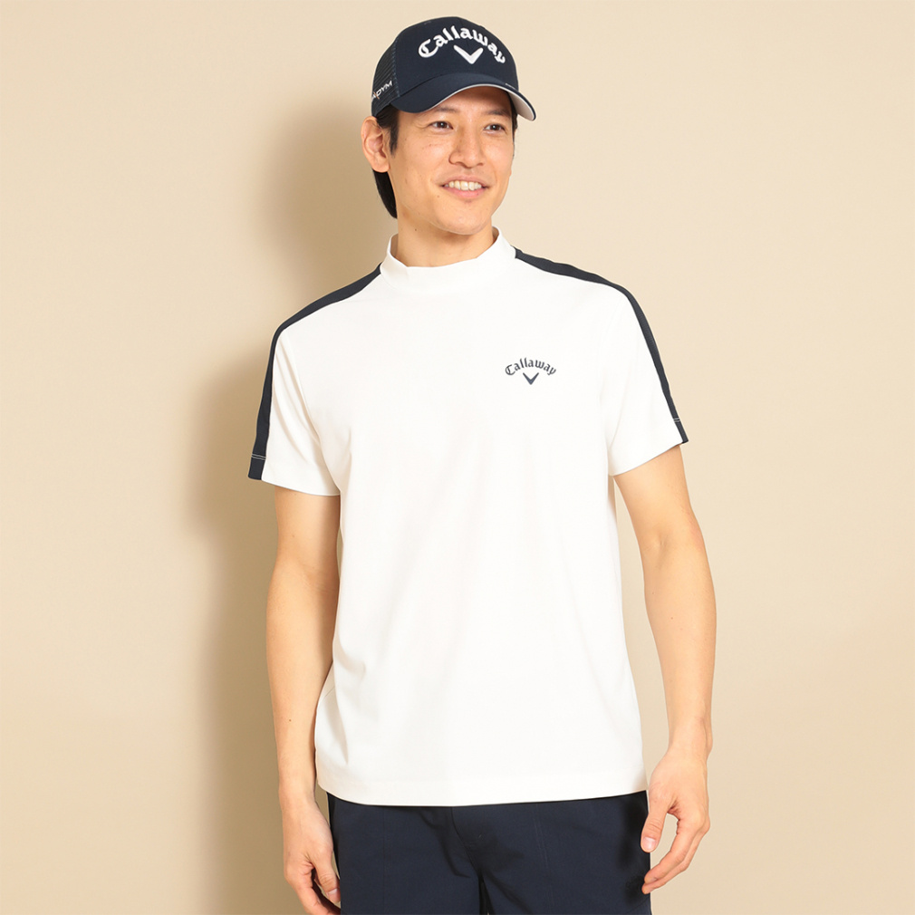 キャロウェイ ゴルフウェア 半袖シャツ 春 夏 ミニカノコ 半袖 モックネックシャツ (C23134103) メンズ Callaway