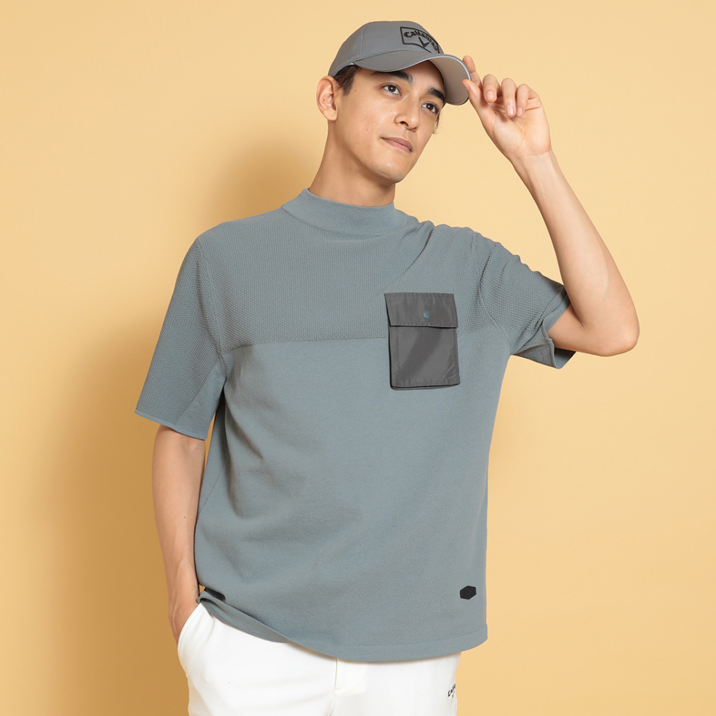 キャロウェイ ゴルフウェア 半袖シャツ 春 夏 カノコ編みニットモックネックシャツ (C25134103) メンズ Callaway