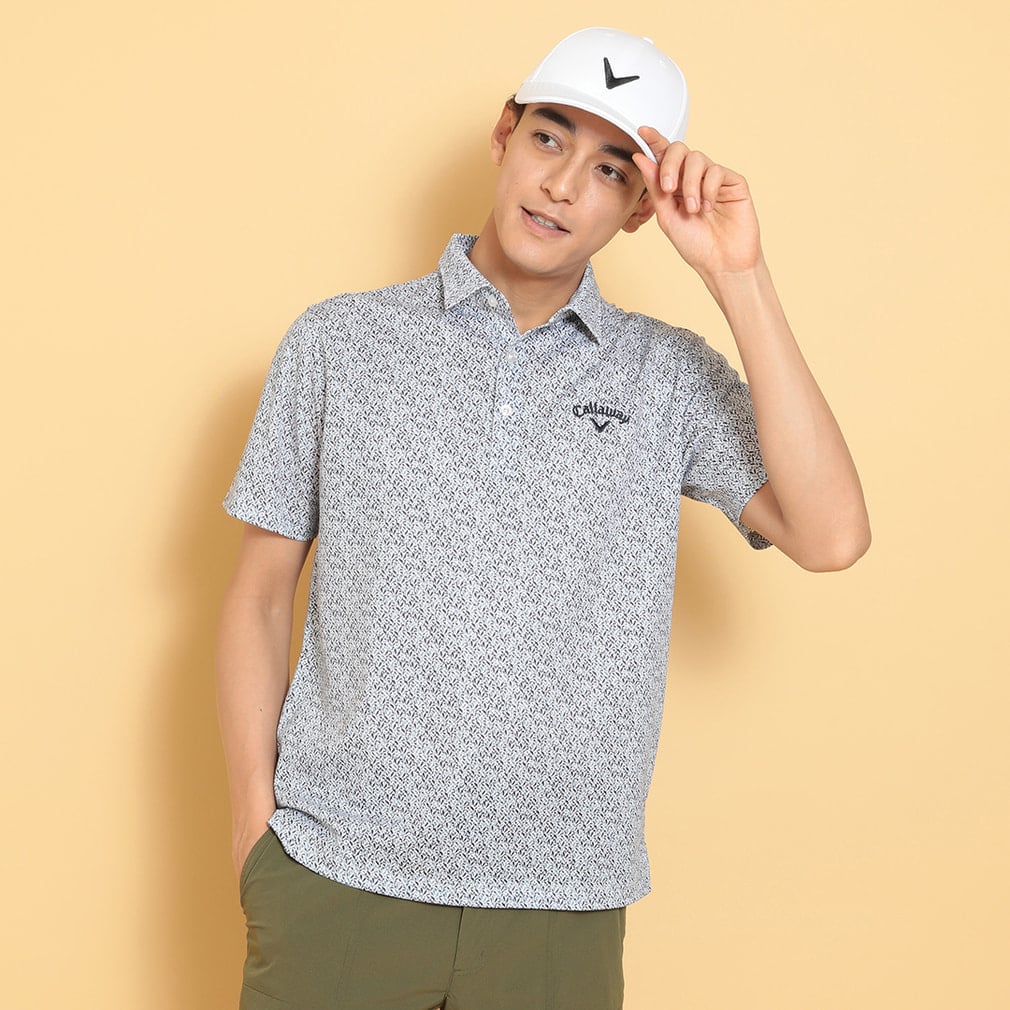 かざあなボタニカルプリントメッシュカノコシャツ C25134119(ブルー-M)