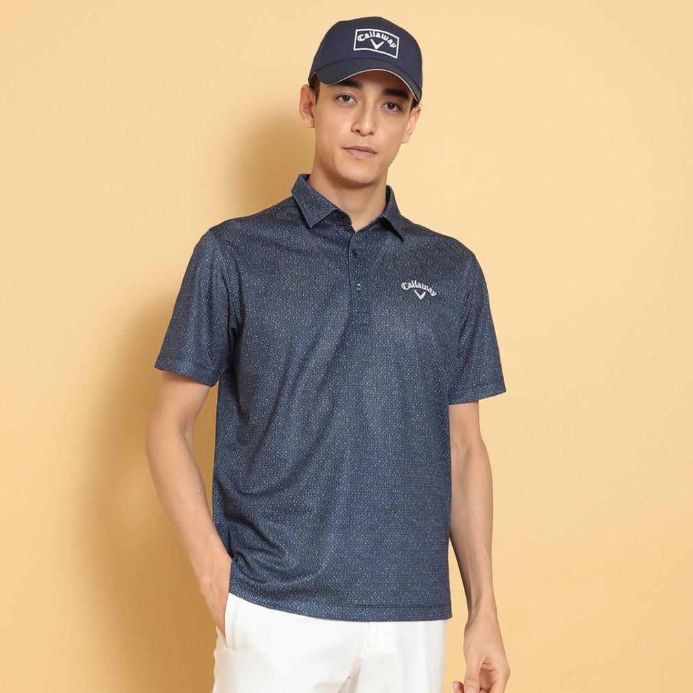 今季新作　お値下げ　CALLAWAY かざあなメッシュすトライププリントシャツ Callaway シャツ キャロウェイ かざあなメッシュストライプ