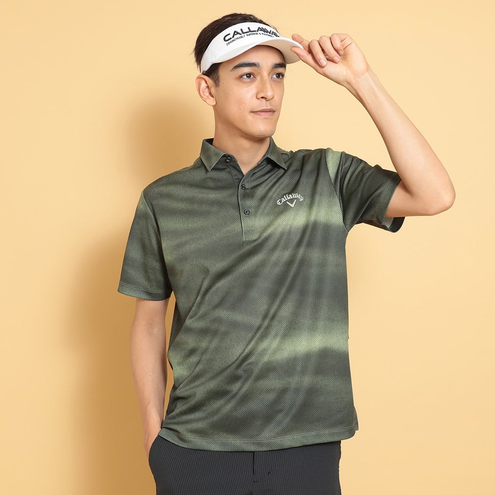 かざあな水面プリントメッシュカノコシャツ C25134117(カーキ-M)