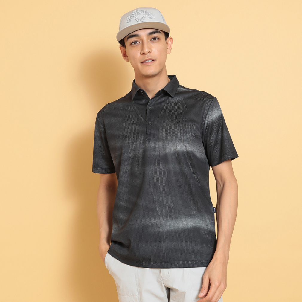 キャロウェイ ゴルフウェア 半袖シャツ 春 夏 かざあな水面プリントメッシュカノコシャツ (C25134117) メンズ Callaway