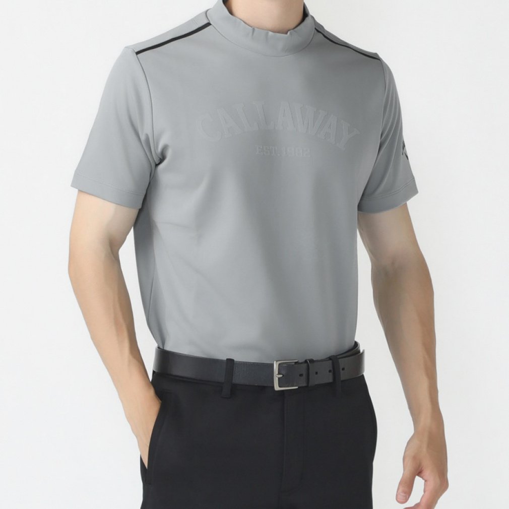 キャロウェイ ゴルフウェア 半袖シャツ 春 夏 パターンロゴジャカード半袖モックネックシャツ (C23134105) メンズ Callaway