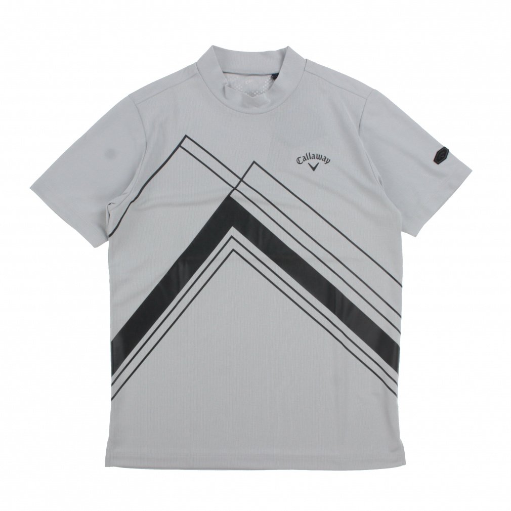 キャロウェイ ゴルフウェア 半袖シャツ 春 夏 パワーラインプリントクローズドカノコ半袖モックネックシャツ (C23134117) メンズ Callaway
