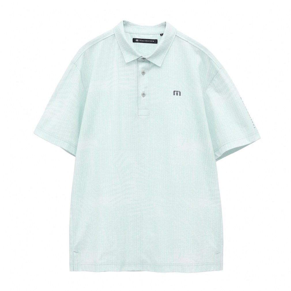 S/S Leaf Print Polo 7AL009(ブルー-M メンズ)