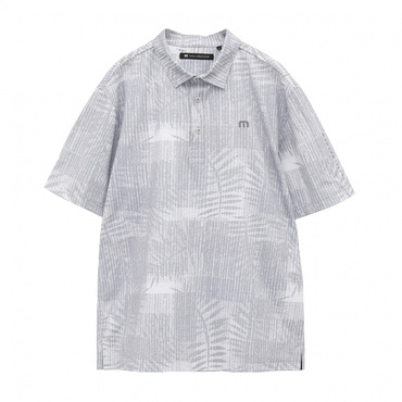 S/S Leaf Print Polo 7AL009(グレー-M メンズ)