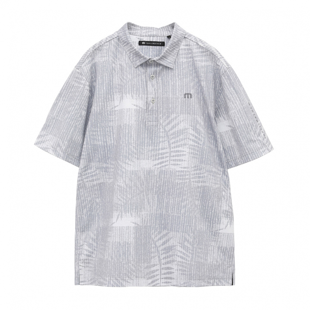 S/S Leaf Print Polo 7AL009(グレー-M メンズ)