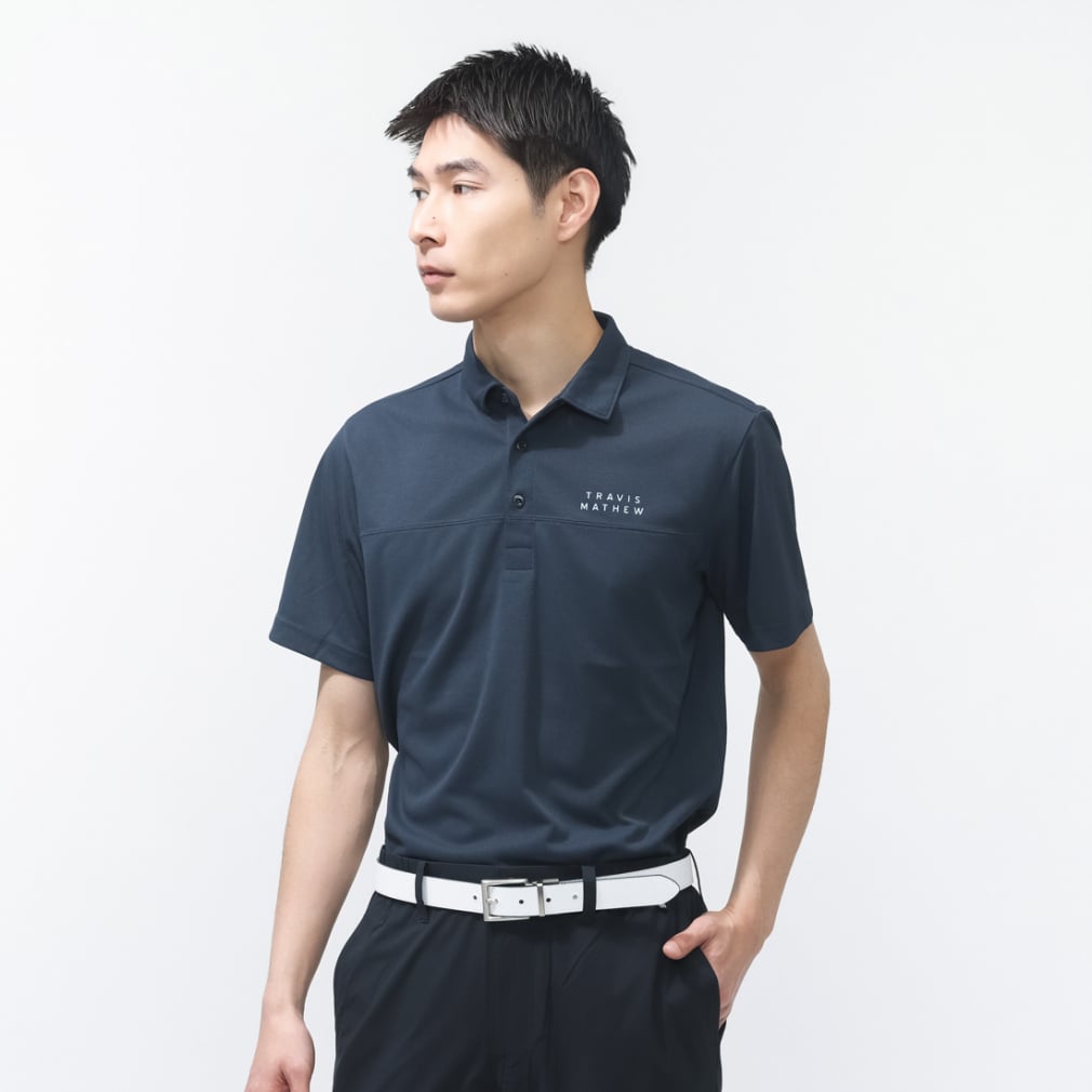 半袖ベーシックロゴポロ 7AN034(ネイビー-M)