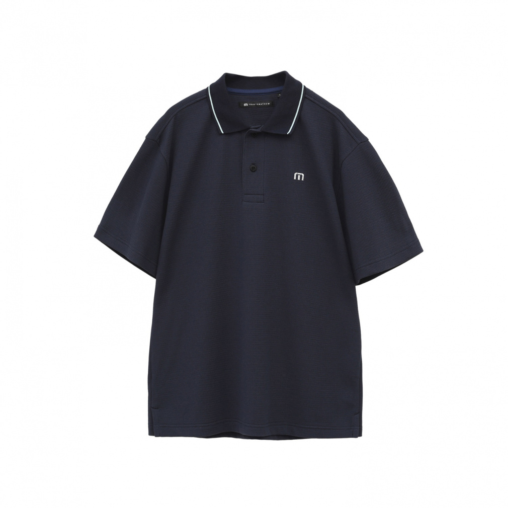 S/S Waffle Polo 7AL012(ネイビー-M メンズ)