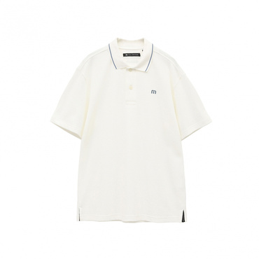 S/S Waffle Polo 7AL012(ホワイト-M メンズ)