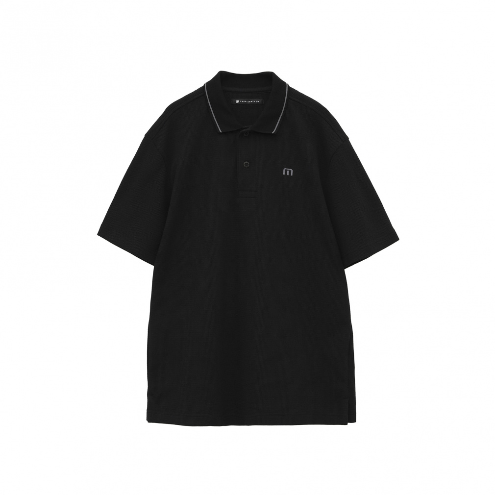 S/S Waffle Polo 7AL012(ブラック-M メンズ)