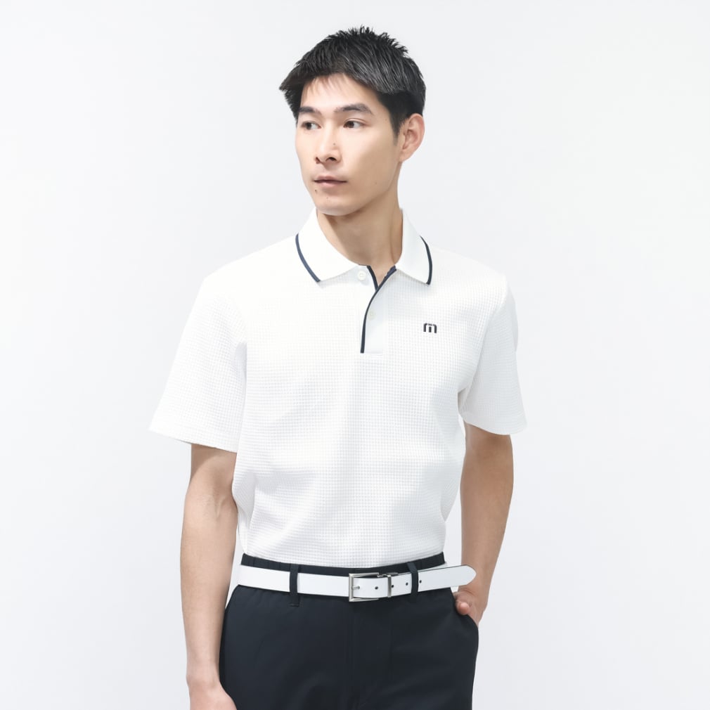 半袖ワッフルポロ 7AN005(ホワイト-M)