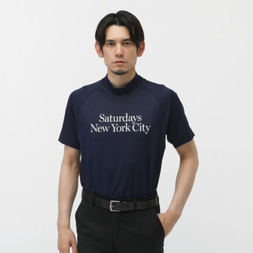 Mesh jaquard SS Mock neck BGM15080(ネイビー-M)
