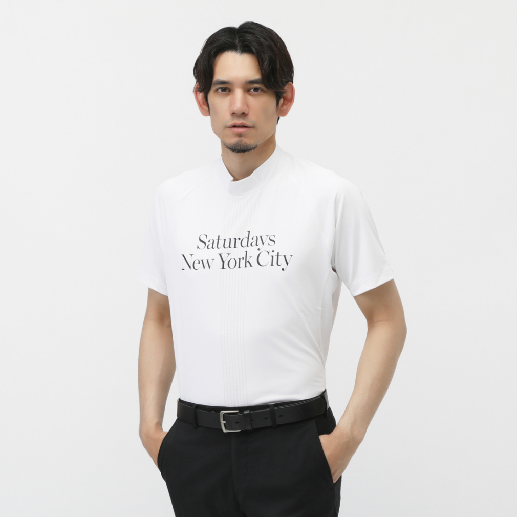 Mesh jaquard SS Mock neck BGM15080(ホワイト-M)