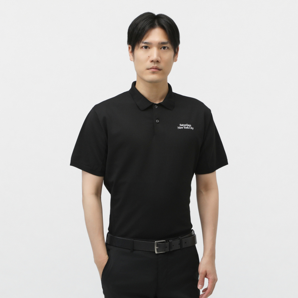 Knit SS Polo BGM15130(ブラック-M)