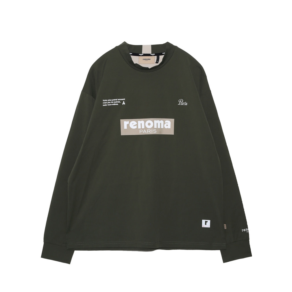renoma PARIS ゴルフ モックネック トレーナー カーキ ゴルフウェア 長袖シャツ 秋 冬 BASIC SWITCHING MOCK LS (RGBC-018