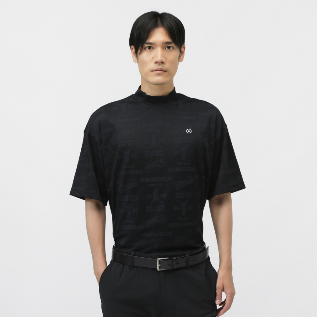 ゴルフィッカーズ 半袖ハイネックシャツ 白×黒 ロゴプリント メンズ 2XL PHOENIXロゴジャカード半袖ハイネックシャツ 6215267702｜Alpen