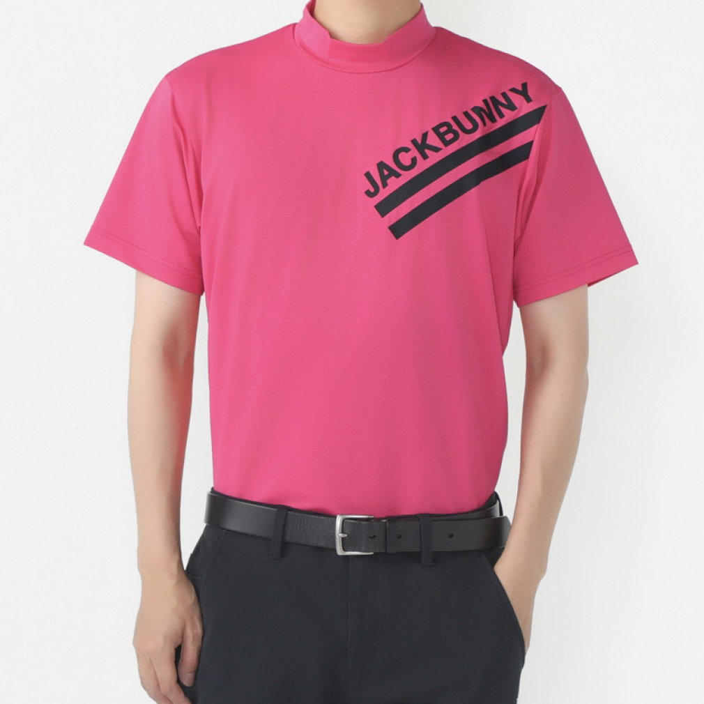 JACK BUNNY モックネックシャツ ピンク 裏メッシュ点接触 モックネックカットソー(半袖) 2624267707