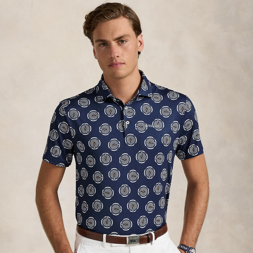 新品 ポロゴルフ ラルフローレン 半袖ポロシャツ XL 紺白 マルチ柄 POLO Ralph Lauren マルチボーダー柄 ポロシャツ