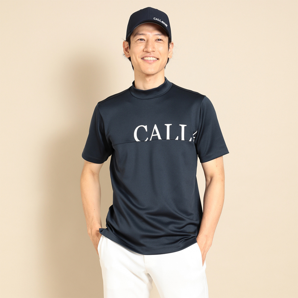 半袖モックネック シャツ C23234101(ネイビー-M)