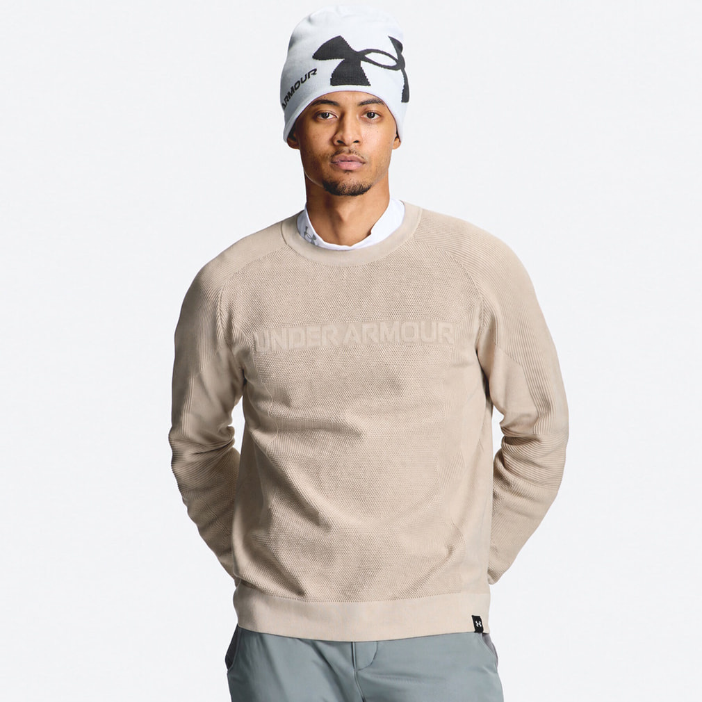 新品　PGA tour ゴルフ　ニットセーター　ボーダー　ラウンドネック アンダーアーマー ゴルフウェア 長袖セーター 秋 冬 UAドライブ