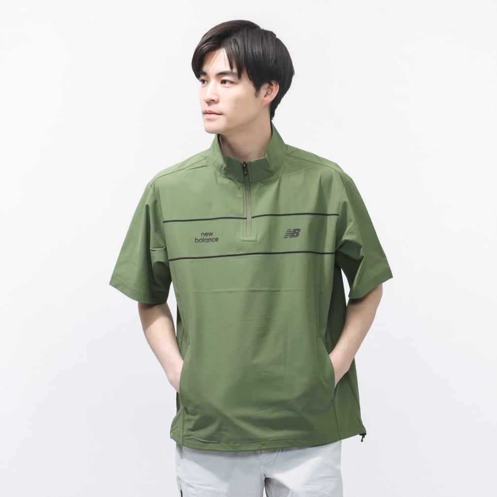 H/SLEEVE STAND ZIP PULLOVER 0126164003(カーキ-M)