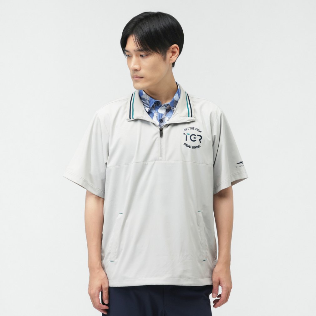 ティゴラ ゴルフウェア 半袖ウインドブレーカー 秋 冬 撥水半袖ブレーカー (TR-1W1685Z) メンズ TIGORA