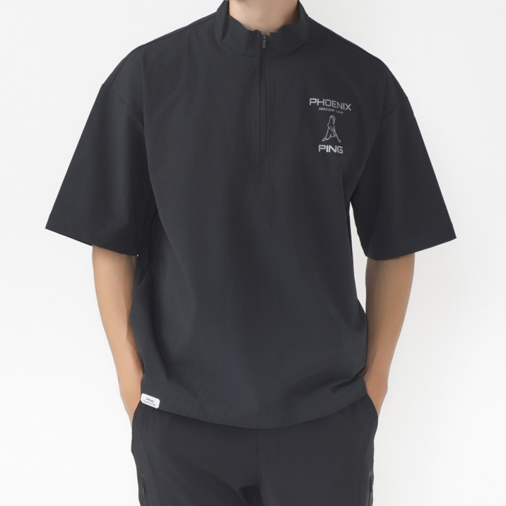 ピン ゴルフウェア 半袖ウインドブレーカー 秋 冬 半袖スニード