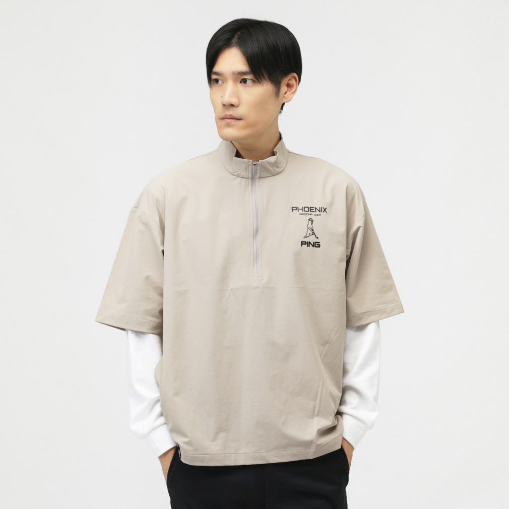 ピン ゴルフウェア 半袖ウインドブレーカー 秋 冬 24FW半袖スニードジャック (6214220805) メンズ PING