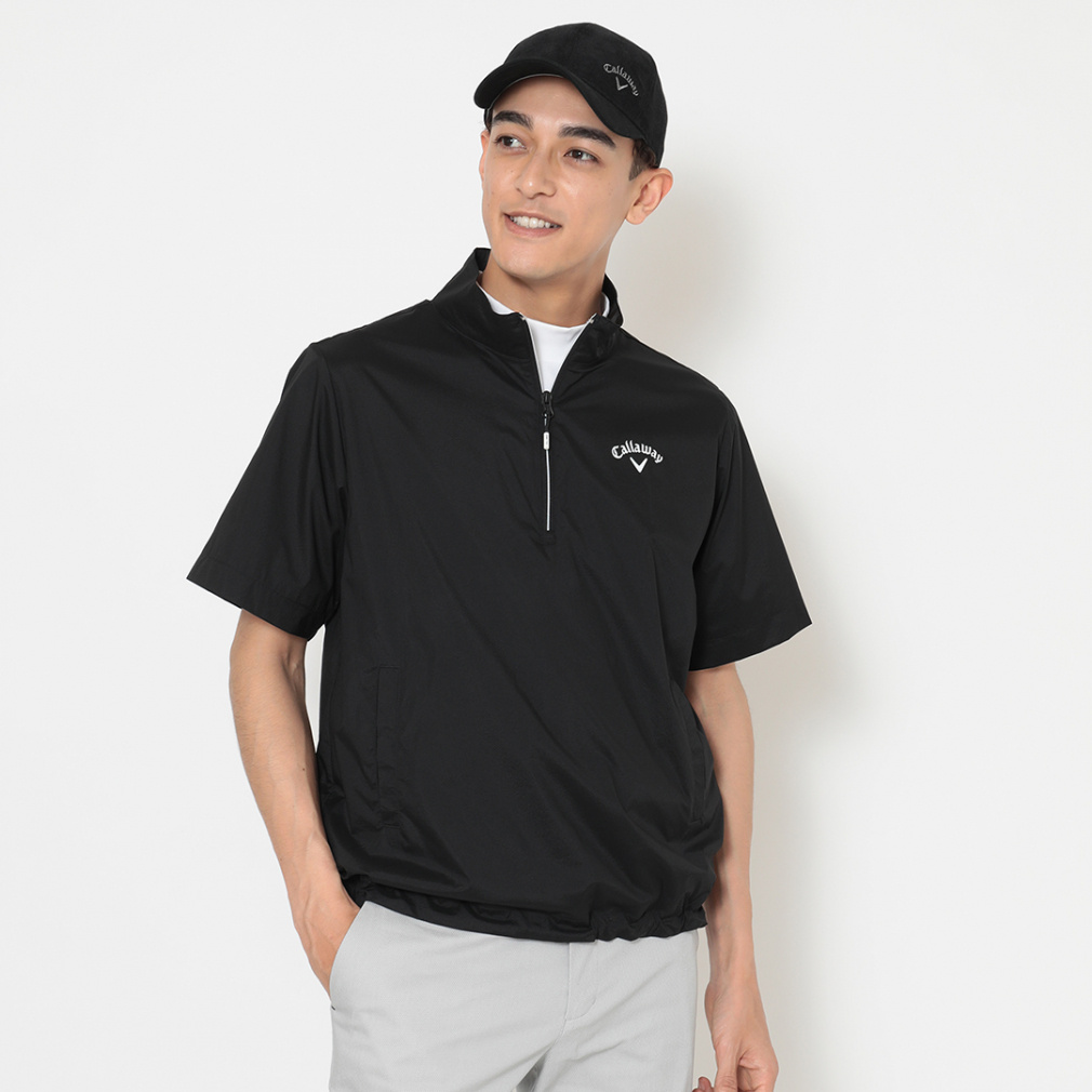 ストレッチミニリップストップ半袖ハーフジップブルゾン