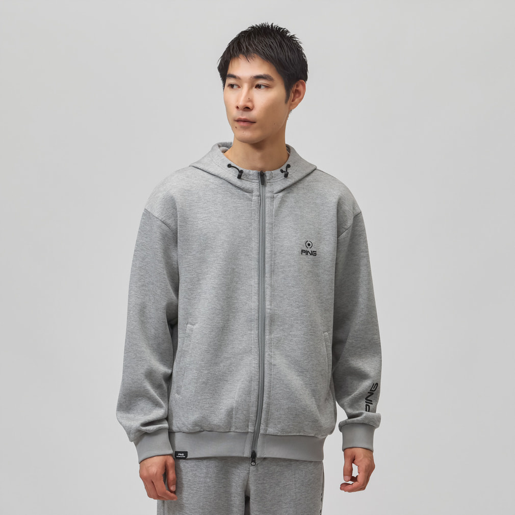 ピン ゴルフウェア 長袖トレーナー 秋 冬 ダンボールニットフルジップ