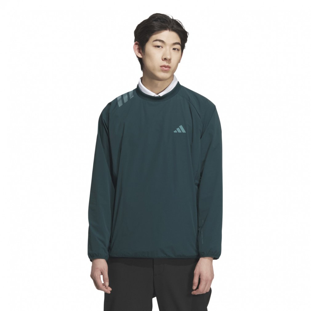 アディダス ゴルフウェア 長袖セーター 秋 冬 撥水 スリーストライプス プルオーバーウィンド (JVU99) メンズ adidas