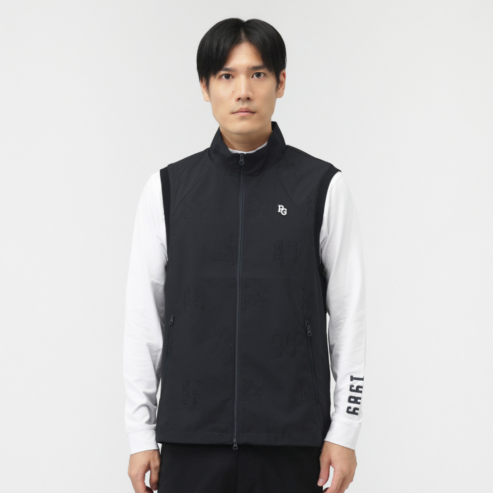 パーリーゲイツ ゴルフウェア ウインドベスト 秋 冬 Peロゴ柄刺繍 (0535258901) メンズ PEARLY GATES