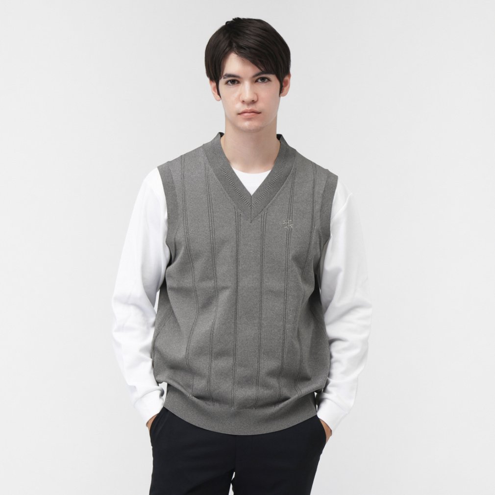 14G天竺×ケーブルニットベスト 0425273851｜Alpen Online