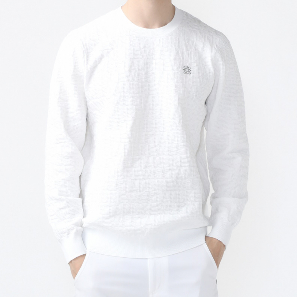 14Gスクエアロゴジャガードプルオーバーニット 0424170251(ホワイト-M)