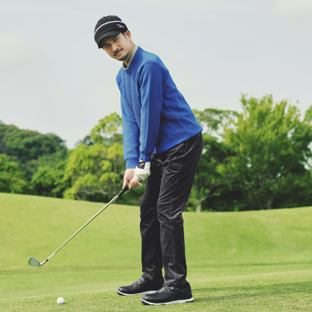 ティゴラ ゴルフウェア 長袖セーター 秋 冬 ポリエステルニット クルー