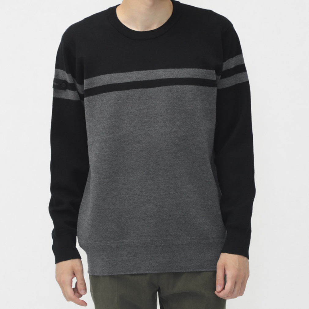 ブリーフィング ゴルフウェア 長袖セーター 秋 冬 MS MERINO WOOL STRIPE LOGO CREWNECK KNIT (BRG243M51) メンズ BRIEFING
