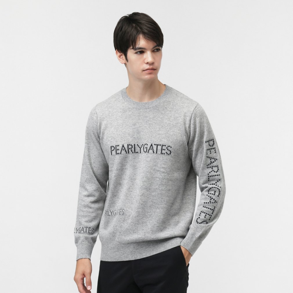 パーリーゲイツ ゴルフウェア 長袖セーター 秋 冬 12G 部分JQ カシミヤ100 (0535270035) メンズ PEARLY GATES
