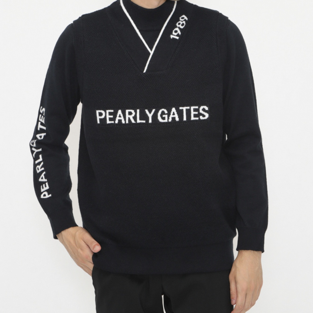 PEARLYGATES　長袖ニット　ゴルフウェア　星　ブラック　サイズ2 PEARLYGATES 長袖ニット ゴルフウェア 星 ブラック サイズ2